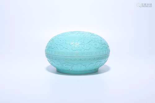chinese turquoise glazed porcelain box,qing dynasty
