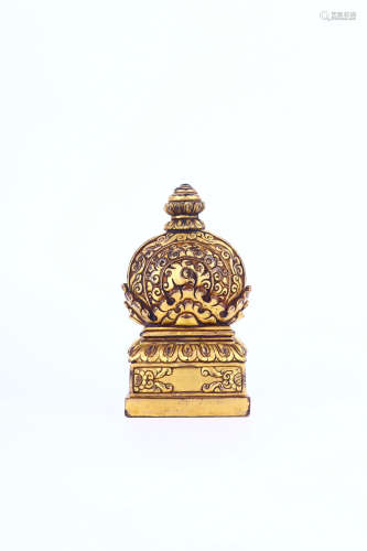 chinese gilt bronze square seal,qing dynasty