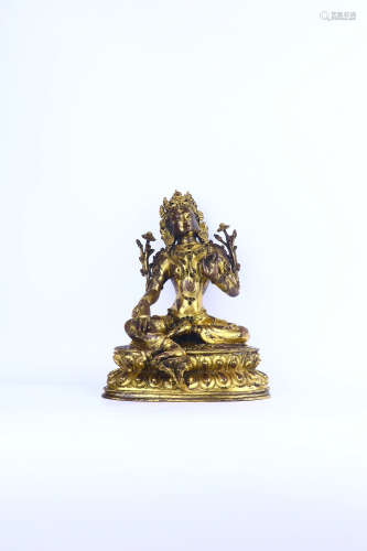 chinese gilt bronze tara statue,ming dynasty