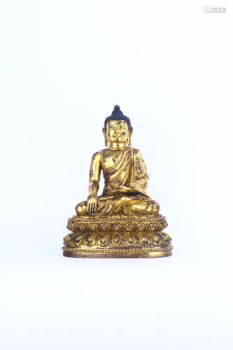 chinese gilt bronze medicine buddha statue,ming dynasty
