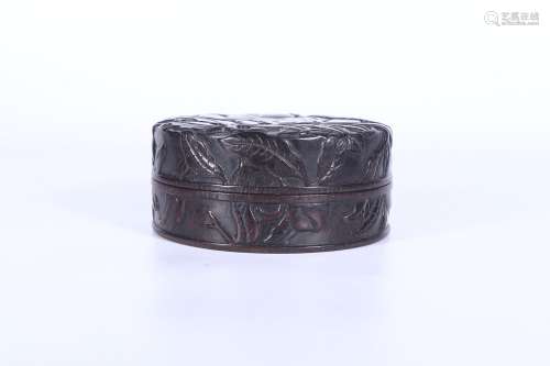 chinese rosewood round rouge box,qing dynasty