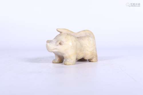 chinese han white jade beast ornament,qing dynasty