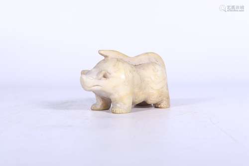 chinese han white jade beast ornament,qing dynasty