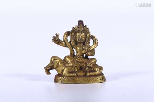 chinese gilt bronze figure of manjusri,qing dynasty