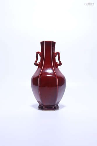 chinese red glazed porcelain pot,qing dynasty