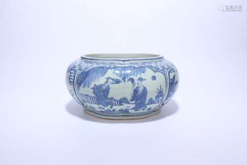 chinese blue and white porcelain washer,ming dynasty