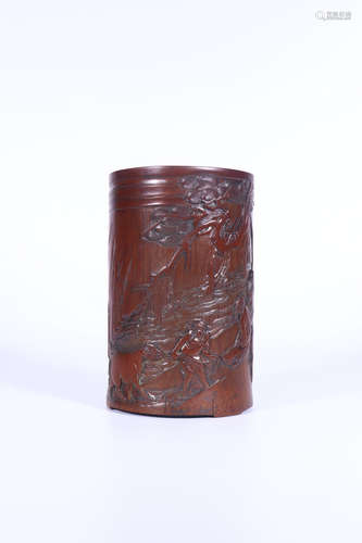 chinese bamboo brush pot,qing dynasty