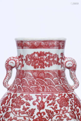 chinese copper-red glazed porcelain vase,qing dynasty