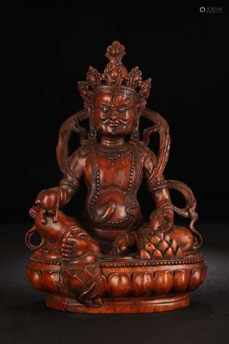 A Chinese Yellow Pear Wood God Of Wealth Ornament