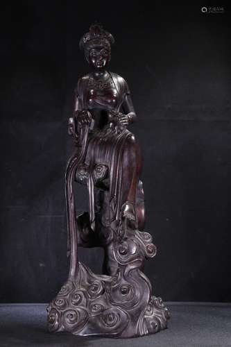 A Chinese Rosewood Figure Statue With Story Carving