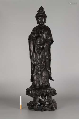 A Chinese Rosewood Guanyin Statue