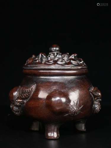 A Chinese Rosewood 3-Leg Censer