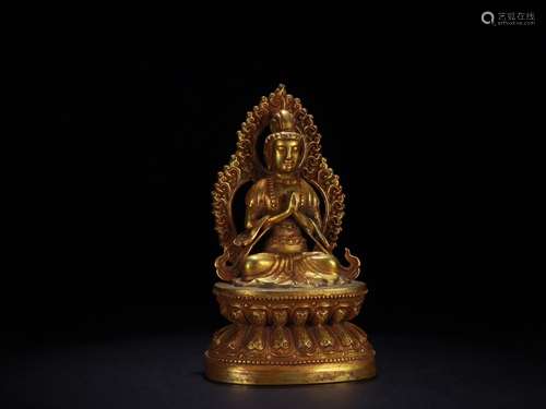 A Chinese Gilt Bronze Guanyin Buddha