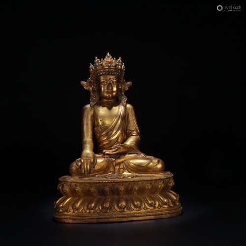 A Chinese Gilt Bronze Guanyin Buddha