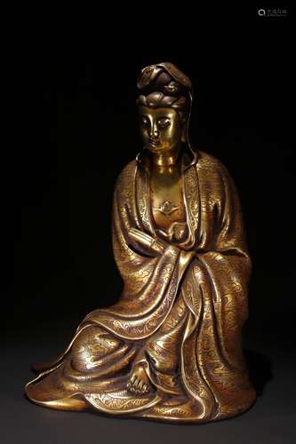 A Chinese Gilt Bronze Guanyin Buddha