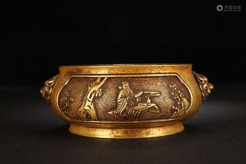 A Chinese Gilt Bronze Beast Carved Censer