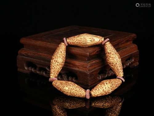 A Chinese Gilt Bronze Dragon Carved Bracelet