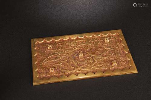 A Chinese Gilt Bronze Mirror With Lotus Carving