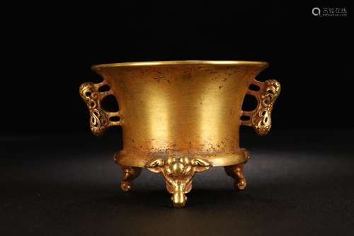 A Chinese Gilt Bronze Censer