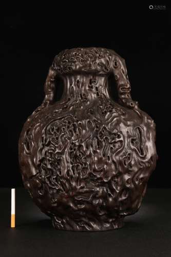 A Chinese Agarwood Ear Vase