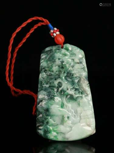 A Chinese Jadeite Scene Carved Pendant