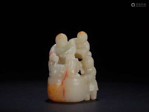 A Chinese Hetian Jade Story Carved Ornament