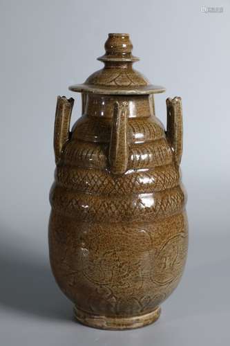 A Chinese Porcelain Longquan Yellow Glaze Vase