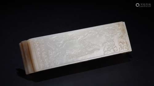 A Chinese Hetian Jade Story Carved Arm Rest