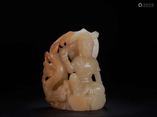 A Chinese Hetian Jade Guanyin Ornament