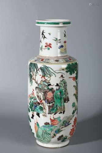 A Chinese Porcelain Wucai Story-Carved Vase