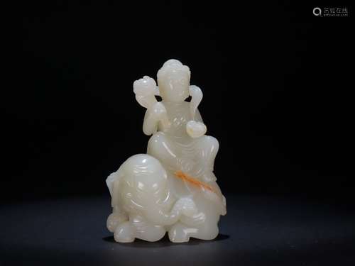 A Chinese Hetian Jade Guanyin Statue