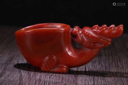 A Chinese Agate Qilin Vessel