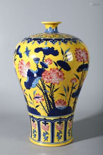 A Chinese Porcelain Doucai Meiping Vase With Lotus Pattern