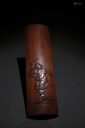 A Chinese Bamboo Figure Carved Arm Rest