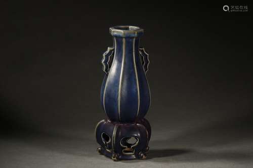 A Chinese Porcelain Jun Kiln Melon Vase