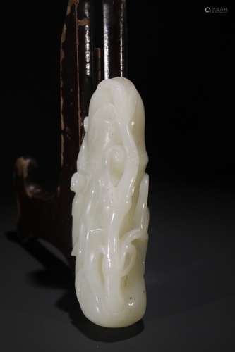 A Chinese Hetian Jade Bamboo Carved Pendant