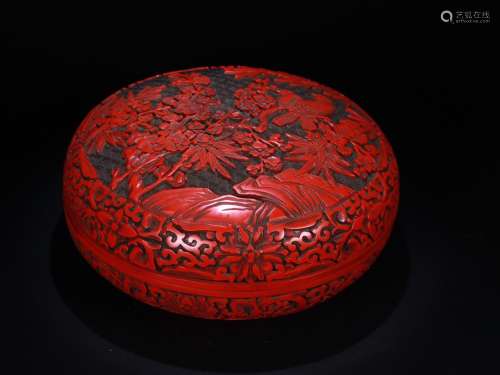 A Chinese Red Lacquerware Auspicious Pattern Box