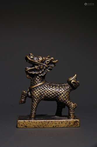 A Chinese Bronze Qilin Seal