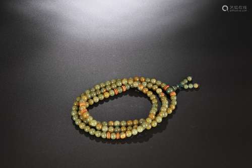 A Chinese Hetian Jade 108-Bead Rosary