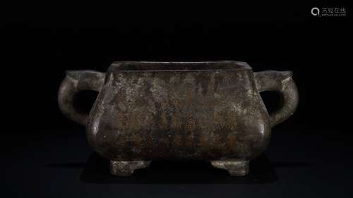 A Chinese Bronze Potery-Carved Censer