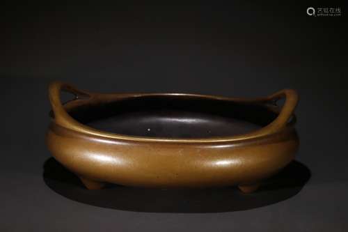 A Chinese Bronze Ear Censer