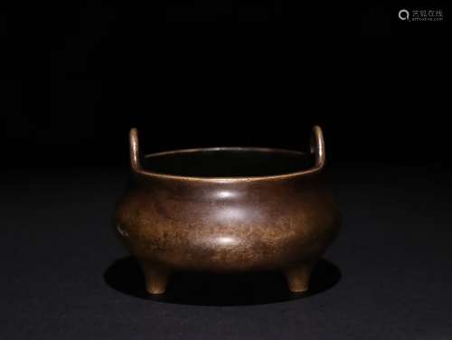 A Chinese Bronze Ear Censer