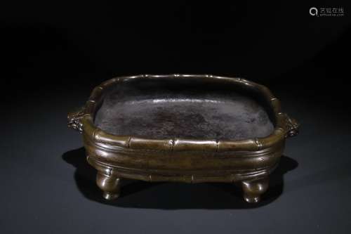 A Chinese Bronze Beast Carved Censer