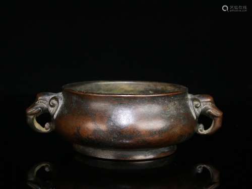 A Chinese Bronze Ear Censer