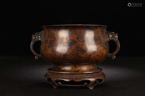 A Chinese Bronze Dragon Carved Censer