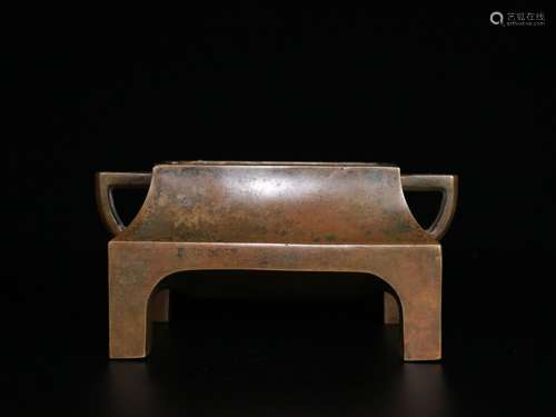 A Chinese Bronze Ear Censer