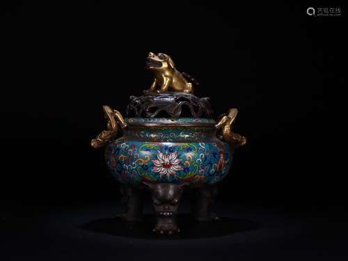 A Chinese Cloisonne Flower Pattern Censer