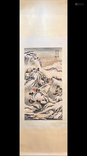 A Chinese Painting Of Snow Scene, With Xiezhiliu Mark