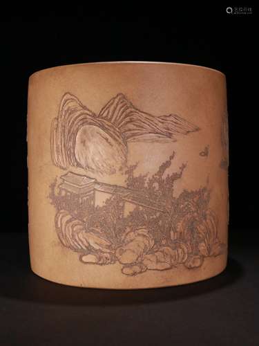 A Chinese Zisha Brush Pot