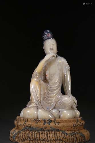 A Chinese Shoushan Stone Guanyin Buddha